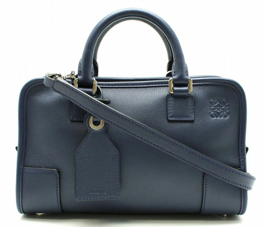 Loewe Amazona Leather Handbag Crossbody Bag Navy Blue